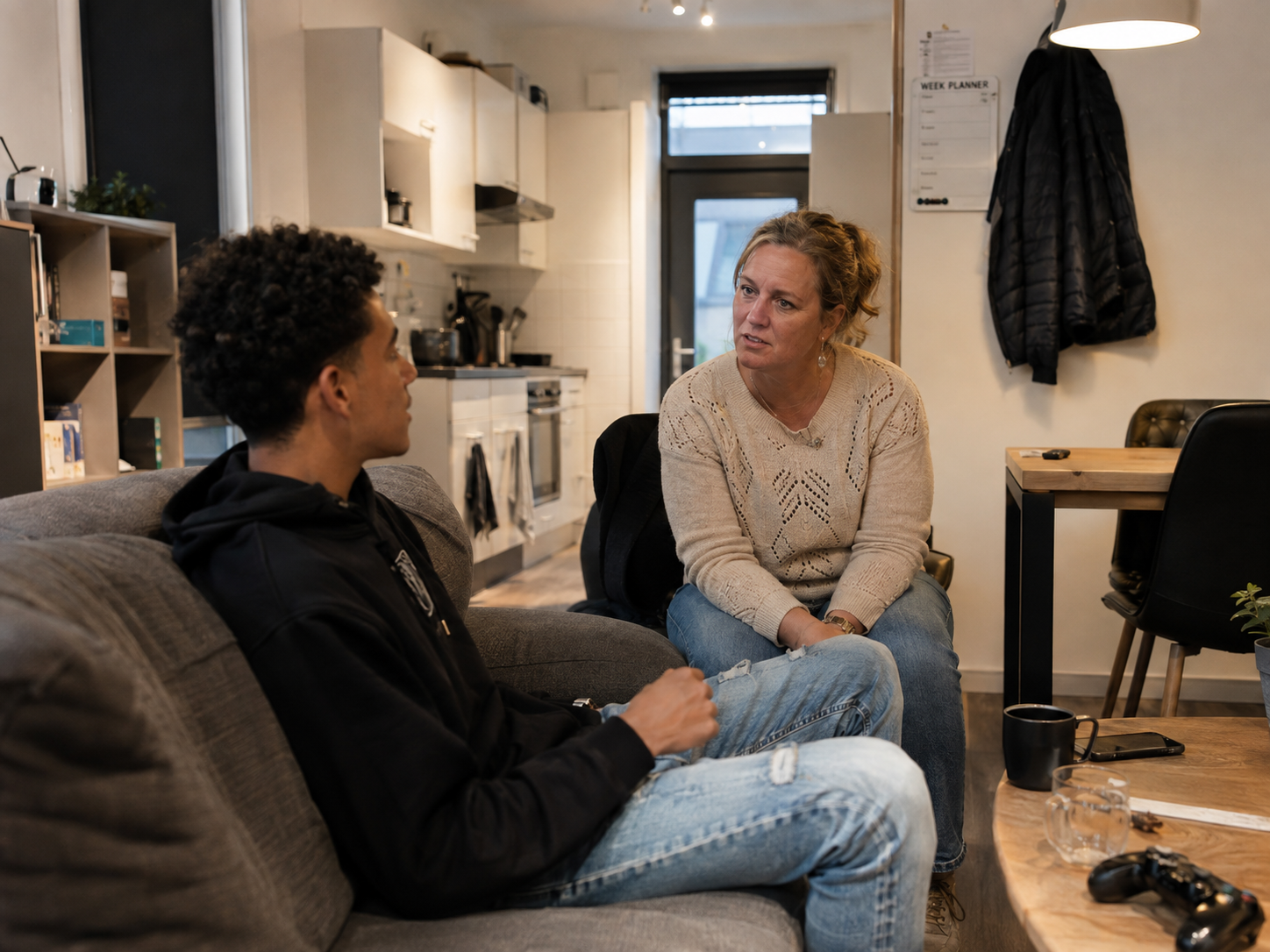 Zorgprofessional in gesprek tijdens begeleiding